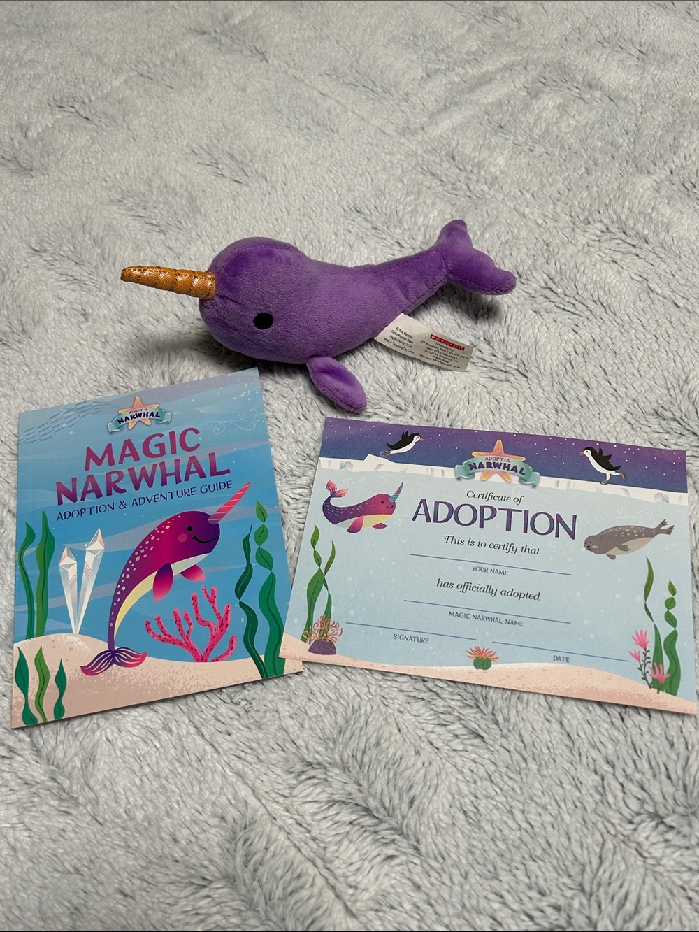 Magic Narwhal Adoption & Adventure Guide book with Plush Toy& certificate Bundle